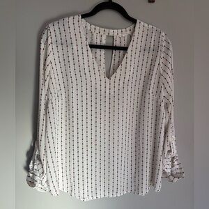 Mine - White with Red / Black Accent Pattern Blouse